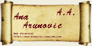 Ana Arunović vizit kartica